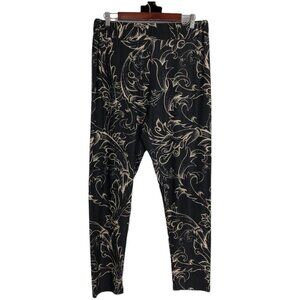 Relevate Designs Black & tan Baroque Abstract Pattern Leggings Stretchy size 1x